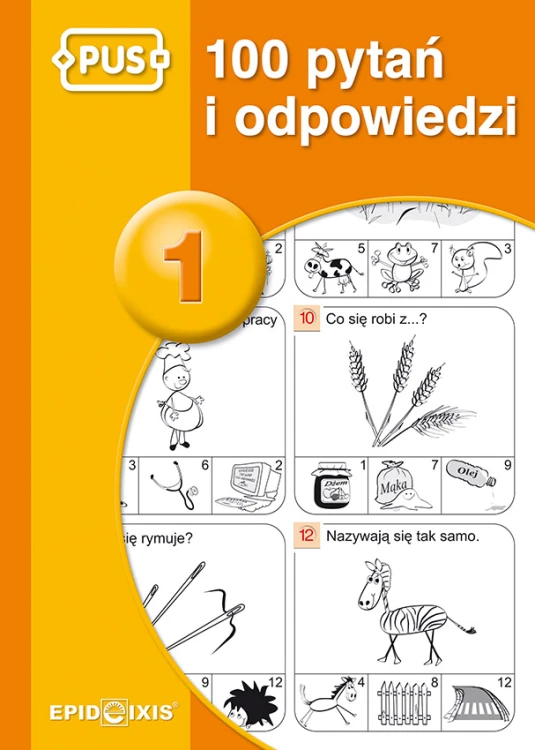 Okładka quizu edukacyjnego 100 pytań i odpowiedzi 1 wydawnictwa EPIDEIXIS, książka dla dzieci przedszkolnych i szkolnych
