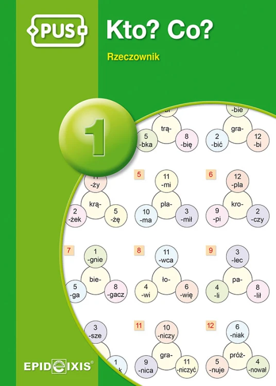 Książeczka edukacyjna Kto? Co? Rzeczownik 1 EPIDEIXIS z ćwiczeniami gramatycznymi dla dzieci w formacie 168 × 235 mm