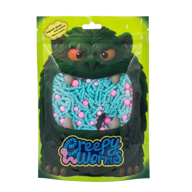 Sensoryczne robaczki Creepy Worms Pink Blue w zbliżeniu, miękkie i przyjemne w dotyku od Stnux