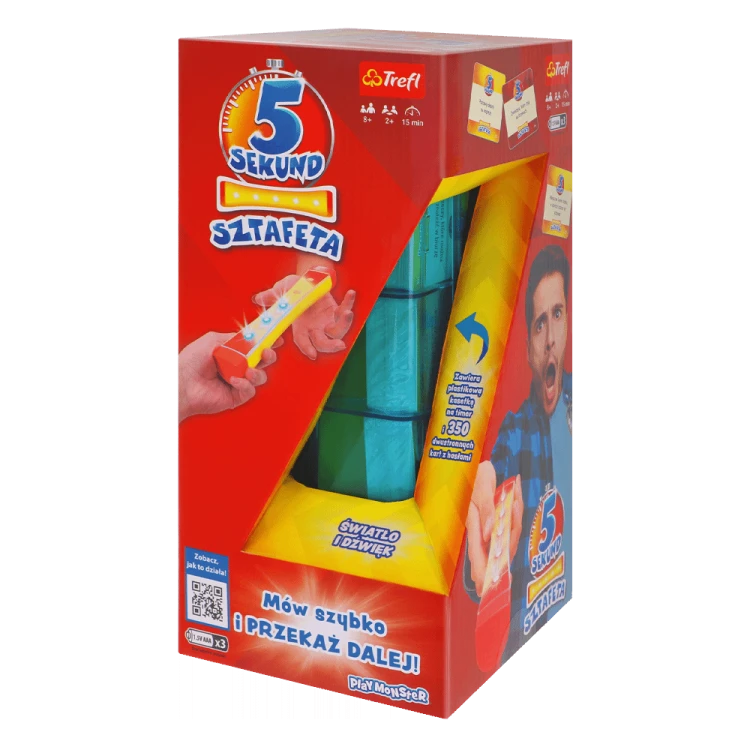 Zbliżenie na karty do gry 5 Sekund Sztafeta Trefl PAP, format 267x122 mm
