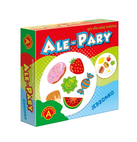 Gra karciana Ale Pary Jedzonko od ALEXANDER GRY z 31 kartami w formacie 90x90 mm przedstawiającymi smakołyki
