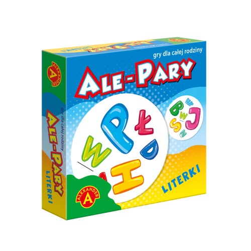 Gra karciana Ale Pary. Literki ALEXANDER GRY – widok kart z ilustracjami liter o wymiarze 95x95 mm