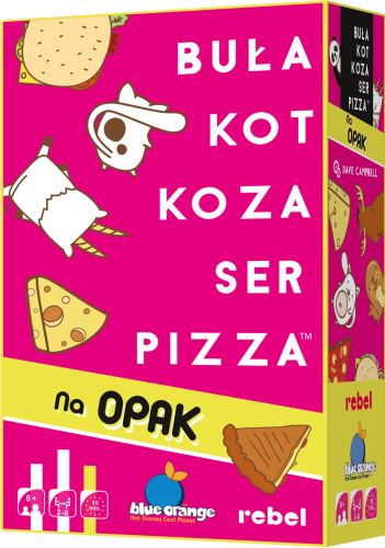 Buła, Kot, Koza, Ser, Pizza – szybka gra karciana REBEL w formacie 120x82 mm, widok kart