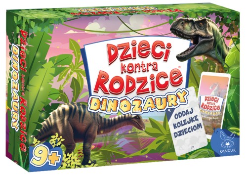 Plansza i karty do gry Dzieci kontra Rodzice. Dinozaury KANGUR