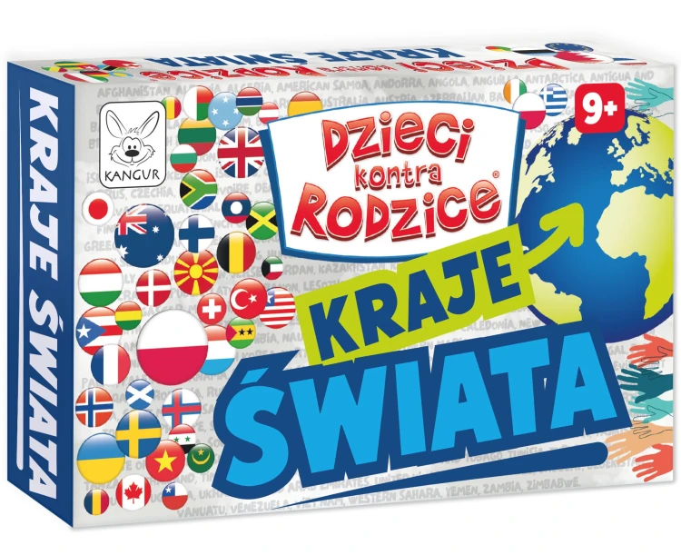 Quiz edukacyjny Dzieci kontra Rodzice Kraje Świata KANGUR z 156 pytaniami o 26 państwach