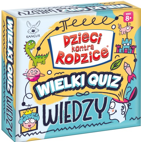 Rodzinna gra edukacyjna Dzieci kontra Rodzice Wielki Quiz Wiedzy KANGUR z kartami i żetonami