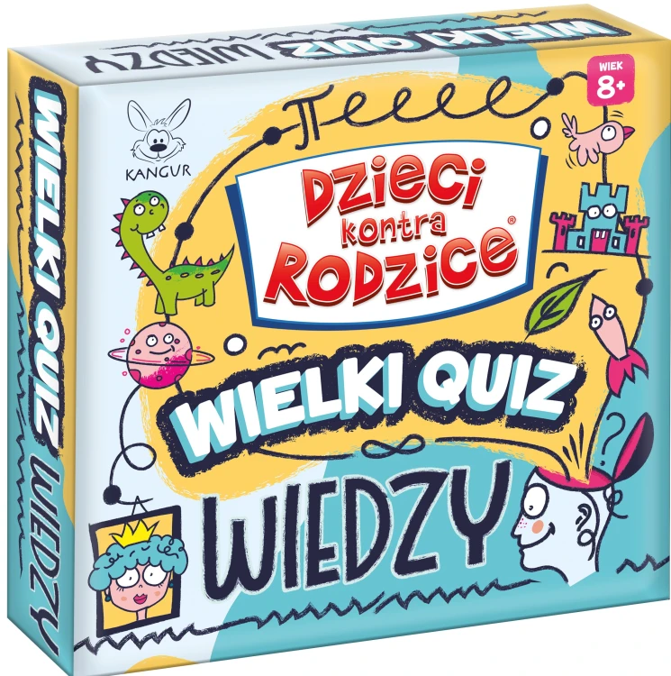 Rodzinna gra edukacyjna Dzieci kontra Rodzice Wielki Quiz Wiedzy KANGUR z kartami i żetonami