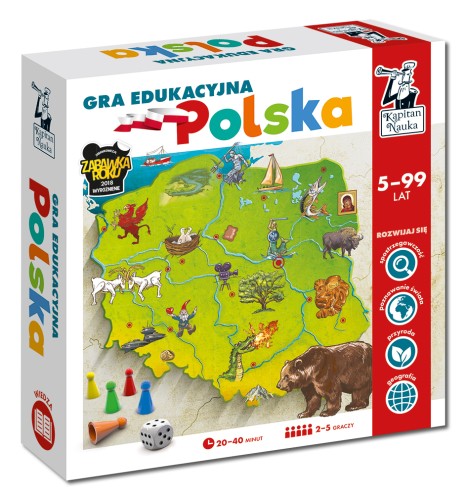 plansza i elementy gry edukacyjnej Kapitan Nauka Polska Edgard PAP