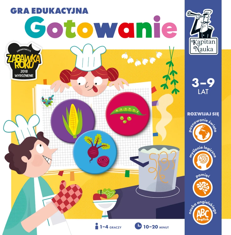 Gra edukacyjna Kapitan Nauka Gotowanie z kolorowymi talerzami i żetonami składników