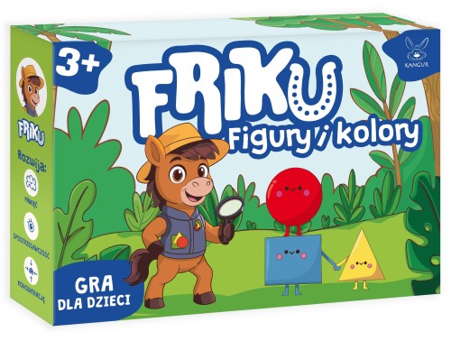Edukacyjna gra FRIKU Figury i Kolory Kangur – zestaw kart i kafelków do nauki kształtów i kolorów