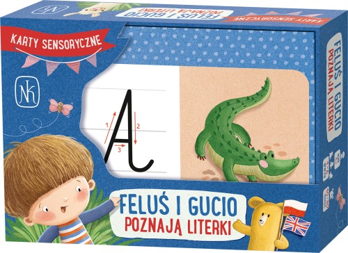 Sensoryczna gra edukacyjna Feluś i Gucio poznają literki z elementami dotykowymi NASZA KSIĘGARNIA