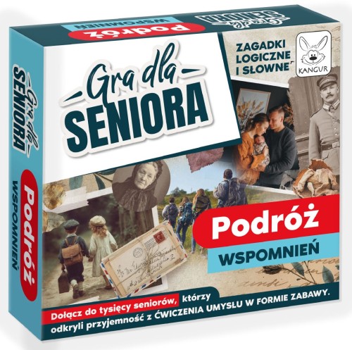Gra planszowa dla seniorów Podróż Wspomnień KANGUR – pudełko z planszą i elementami