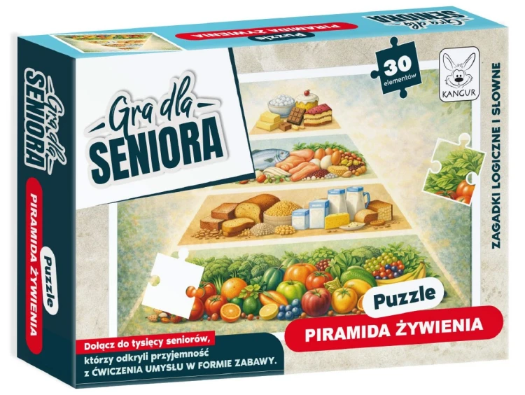 Puzzle Piramida Żywienia 30 elementów KANGUR dla seniorów 70+ w opakowaniu