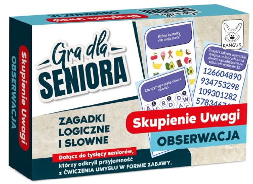Gra dla Seniora Skupienie Uwagi i Obserwacja KANGUR – zestaw kart do ćwiczenia pamięci i koncentracji