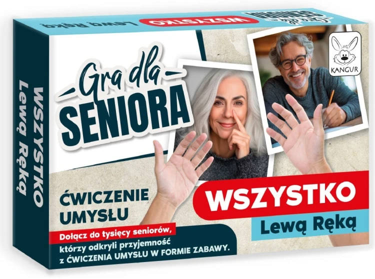 Gra dla Seniora Wszystko lewą ręką marki Kangur – zestaw ćwiczeń poprawiający koordynację i koncentrację
