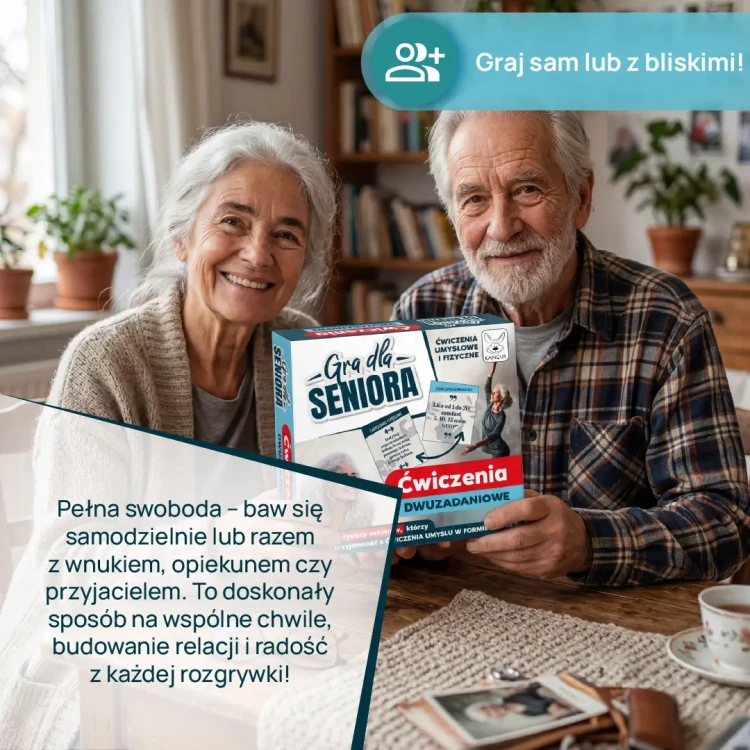 Karty z zadaniami do gry dla seniorów Ćwiczenia Dwuzadaniowe KANGUR – detal