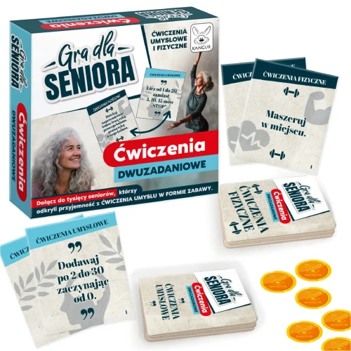Plansza i karty do gry dla seniorów Ćwiczenia Dwuzadaniowe marki KANGUR – widok szczegółowy
