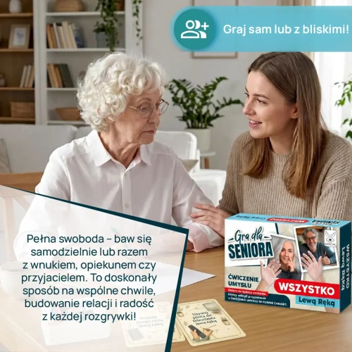 Zbliżenie na karty z zadaniami gry Kangur Wszystko lewą ręką dla seniorów 70+