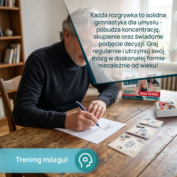 Przykładowe ćwiczenia manualne w grze dla seniorów Kangur Wszystko lewą ręką