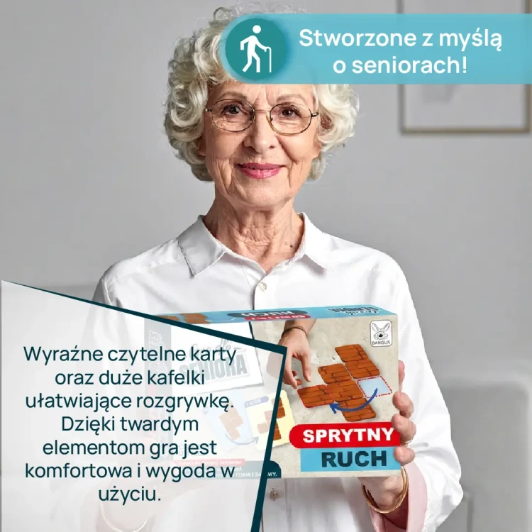 Plansza i kafelki do układanki Sprytny Ruch - gra logiczna dla osób starszych marki KANGUR