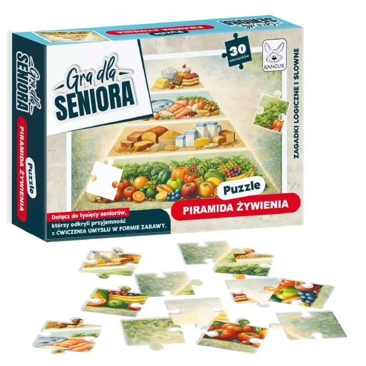 Zestaw edukacyjnych puzzli dla seniorów KANGUR – obrazek piramidy żywienia
