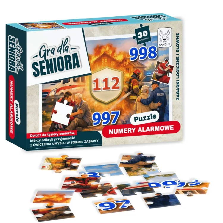 Układanka edukacyjna Kangur dla seniorów z serii Gra dla Seniora – numery alarmowe