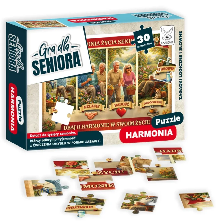 Puzzle Harmonia KANGUR - seniorzy podczas układania 30-elementowej układanki