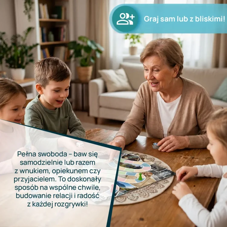 Karty do gry konwersacyjnej Podróż Wspomnień KANGUR z pytaniami o wspomnienia i życie