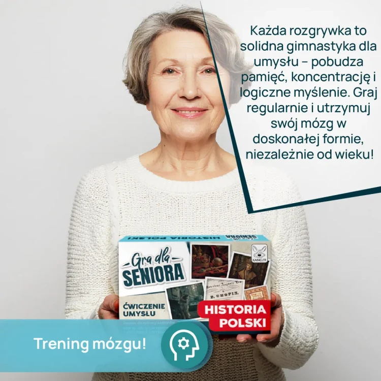 Karty z pytaniami quizu Kangur Historia Polski dla seniorów - edukacyjna gra planszowa