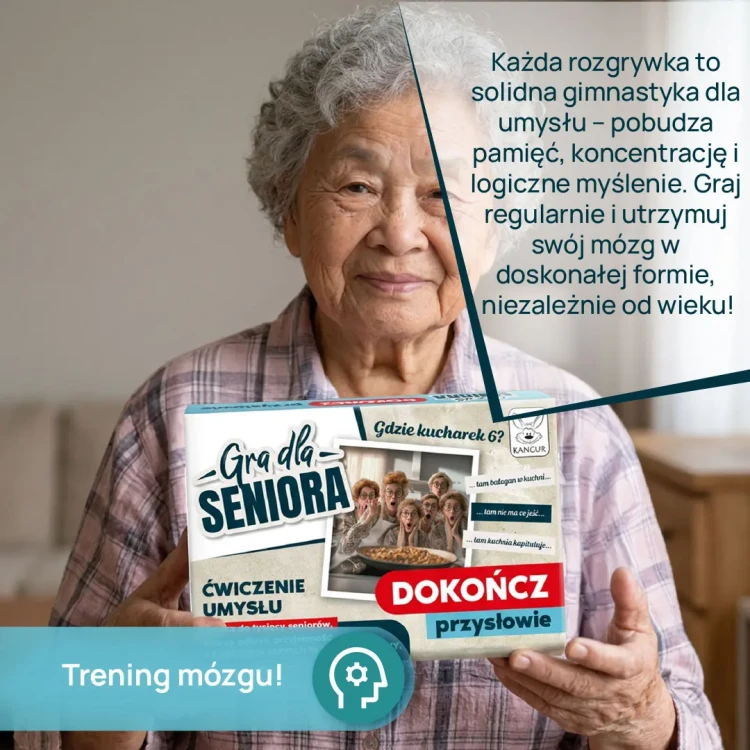 Detal kart z polskimi przysłowiami w grze Kangur dla seniorów