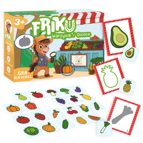 Karty i kafelki edukacyjne Kangur FRIKU Warzywa i Owoce do zabawy i nauki dzieci 3 plus