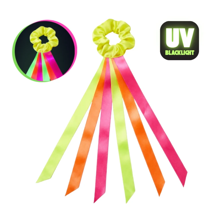 Neonowa wstążka do tańca UV 50 cm na rękę Akson w intensywnych kolorach neonowych, świecąca pod światłem UV