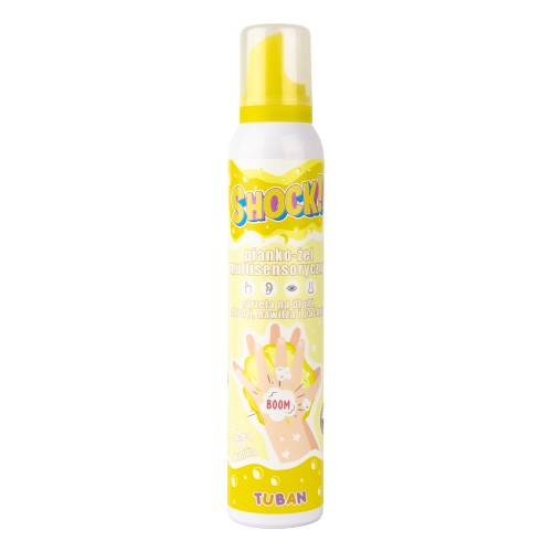 Multisensoryczny pianko-żel SHOCK TUBAN o zapachu wanilii w pojemniku 200 ml, widok opakowania