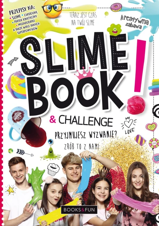 Kreatywna książka Slime Book and Challenge z instrukcjami do slime i piasku kinetycznego od BOOKS AND FUN