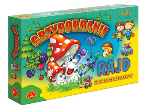Grzybobranie 2w1 ALEXANDER GRY, planszówka z leśną wyprawą i rajdem samochodowym