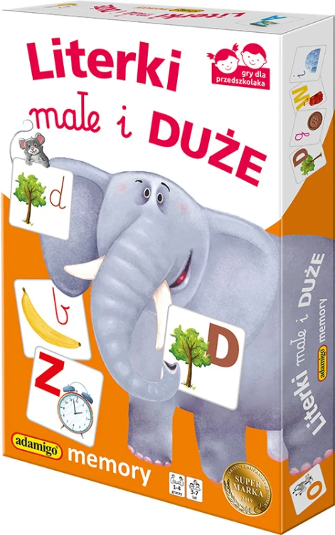 Edukacyjna gra memory Literki małe i duże ADAMIGO - zestaw 48 tafelków