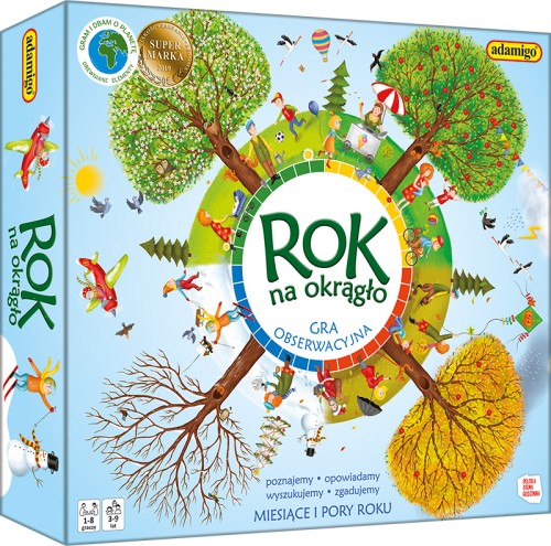 Rok na okrągło edukacyjna gra planszowa ADAMIGO na okrągłej planszy 220x245 mm