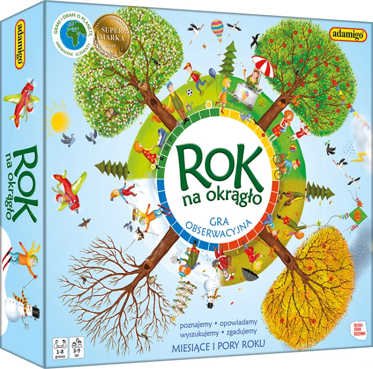 Rok na okrągło edukacyjna gra planszowa ADAMIGO na okrągłej planszy 220x245 mm