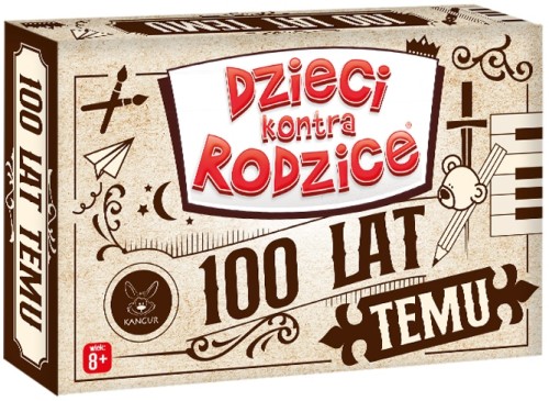 Widok planszy i kart z gry Dzieci kontra Rodzice. 100 lat temu wydawnictwa KANGUR