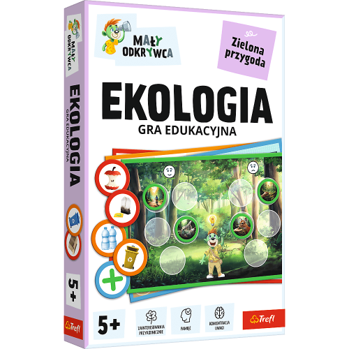 Gra edukacyjna Mały Odkrywca. Ekologia Trefl PAP - okładka i elementy gry