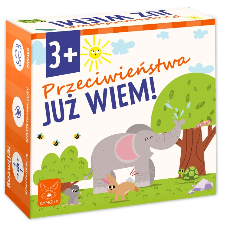 Widok kart przeciwieństw z gry edukacyjnej Już Wiem 3+ marki KANGUR