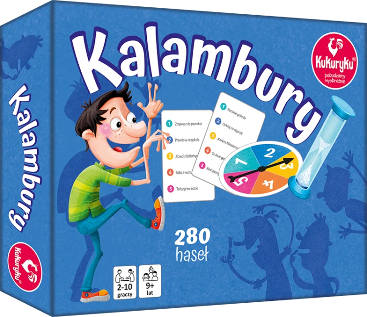 Kalambury gra towarzyska KUKURYKU z kartami i kołem losującym