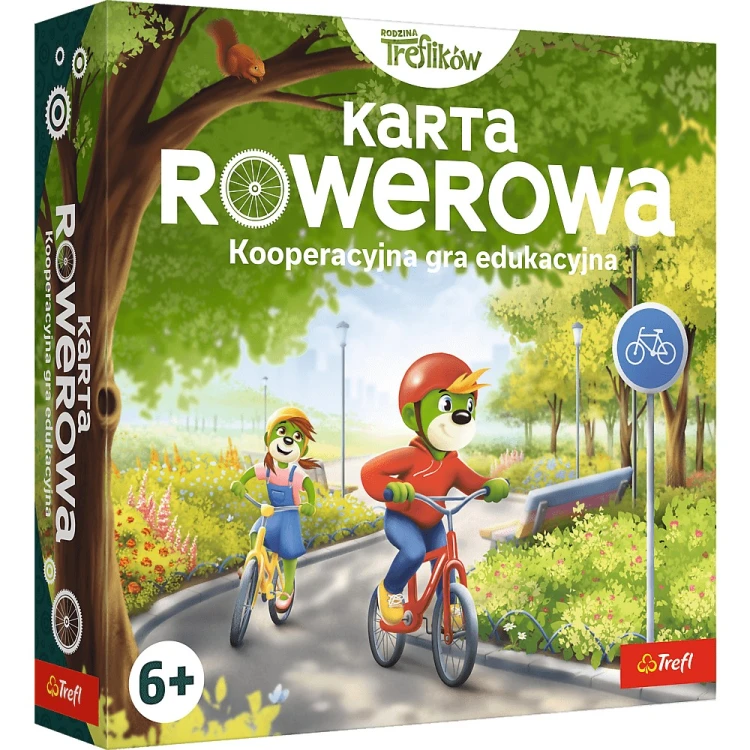 Karta rowerowa Rodzina Treflików, gra planszowa wspierająca naukę zasad ruchu drogowego