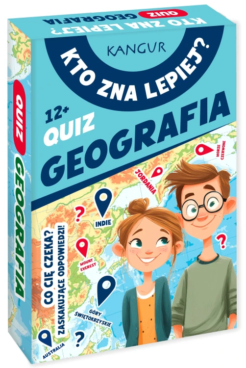 Zestaw 54 kart do quizu Geografia KANGUR – edukacyjna gra planszowa
