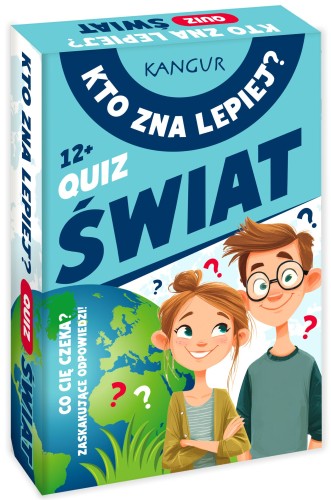 Zestaw 54 kart z pytaniami do gry Kto zna lepiej? Quiz Świat marki KANGUR