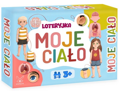 Edukacyjna gra Loteryjka Moje Ciało KANGUR z planszami i żetonami dla dzieci 3 plus