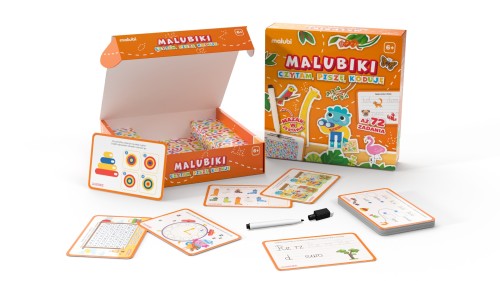 Zestaw edukacyjny Malubiki 6+ Czytam, piszę, koduję Malubi z 72 zadaniami rozwijającymi umiejętności dzieci