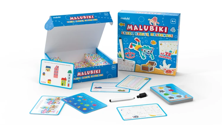 Zestaw kart edukacyjnych Malubiki z 72 zadaniami dla dzieci od 4 lat marki Malubi