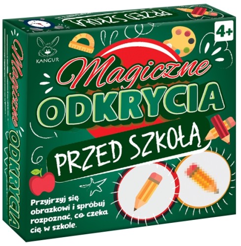 Gra edukacyjna Magiczne Odkrycia Przed Szkołą marki KANGUR z kartami do nauki zasad szkolnych