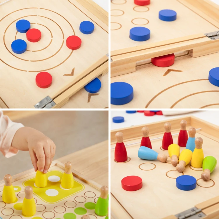 Plansza do klasycznej gry Ludo z pionkami zestawu VIGA drewnianej gry 4w1